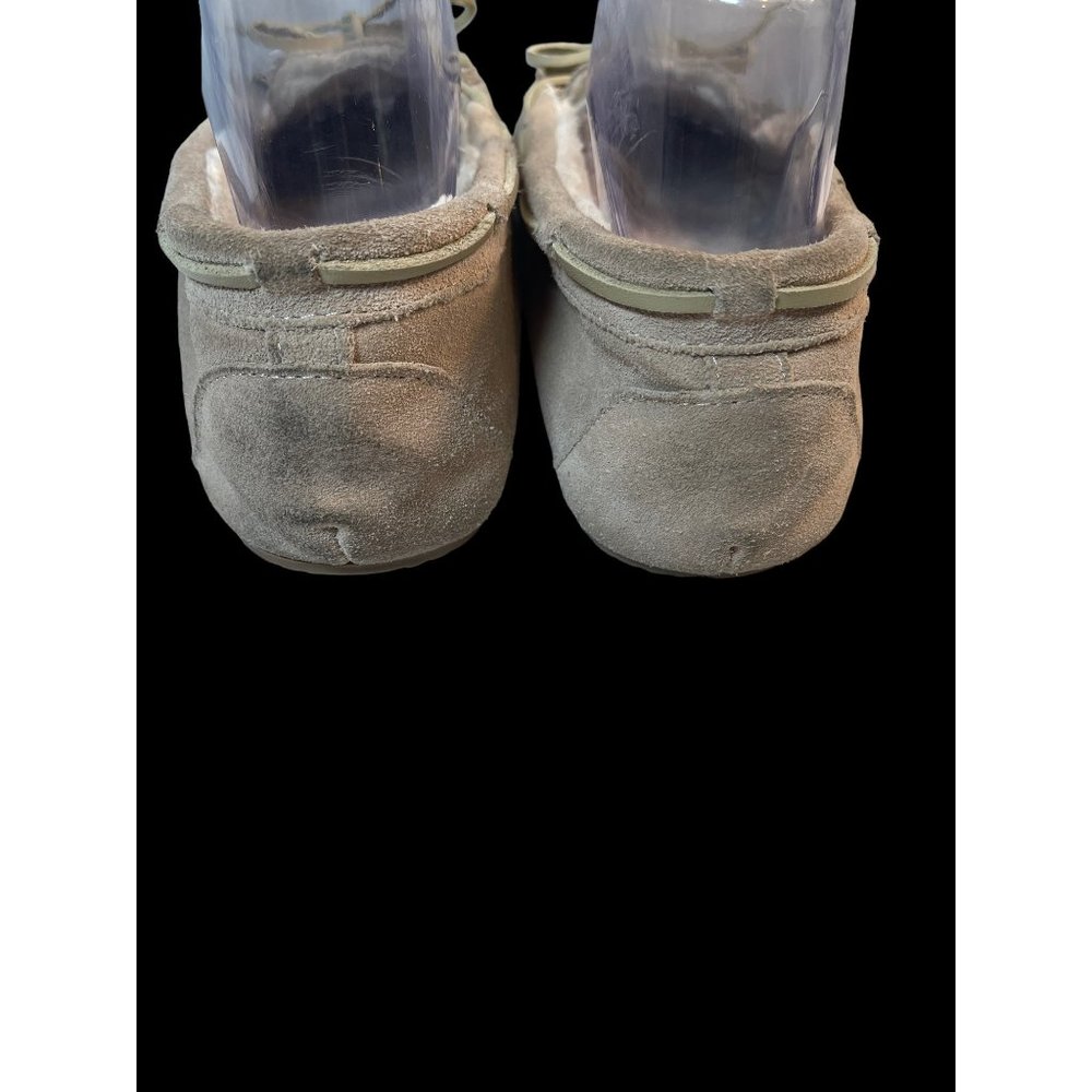 Minnetonka Kayla Suede Lined Moccasin Slippers Stone Women Size 9M - Picture 4 of 7
